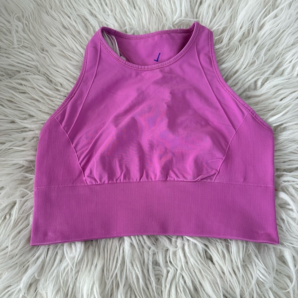 ULULEMON PINK EBB TO TRAIN HIGH NECK SPORTS BRA SIZE 8